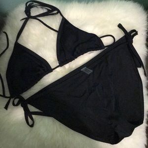 VS Black String Bikini Swim Set Like New M